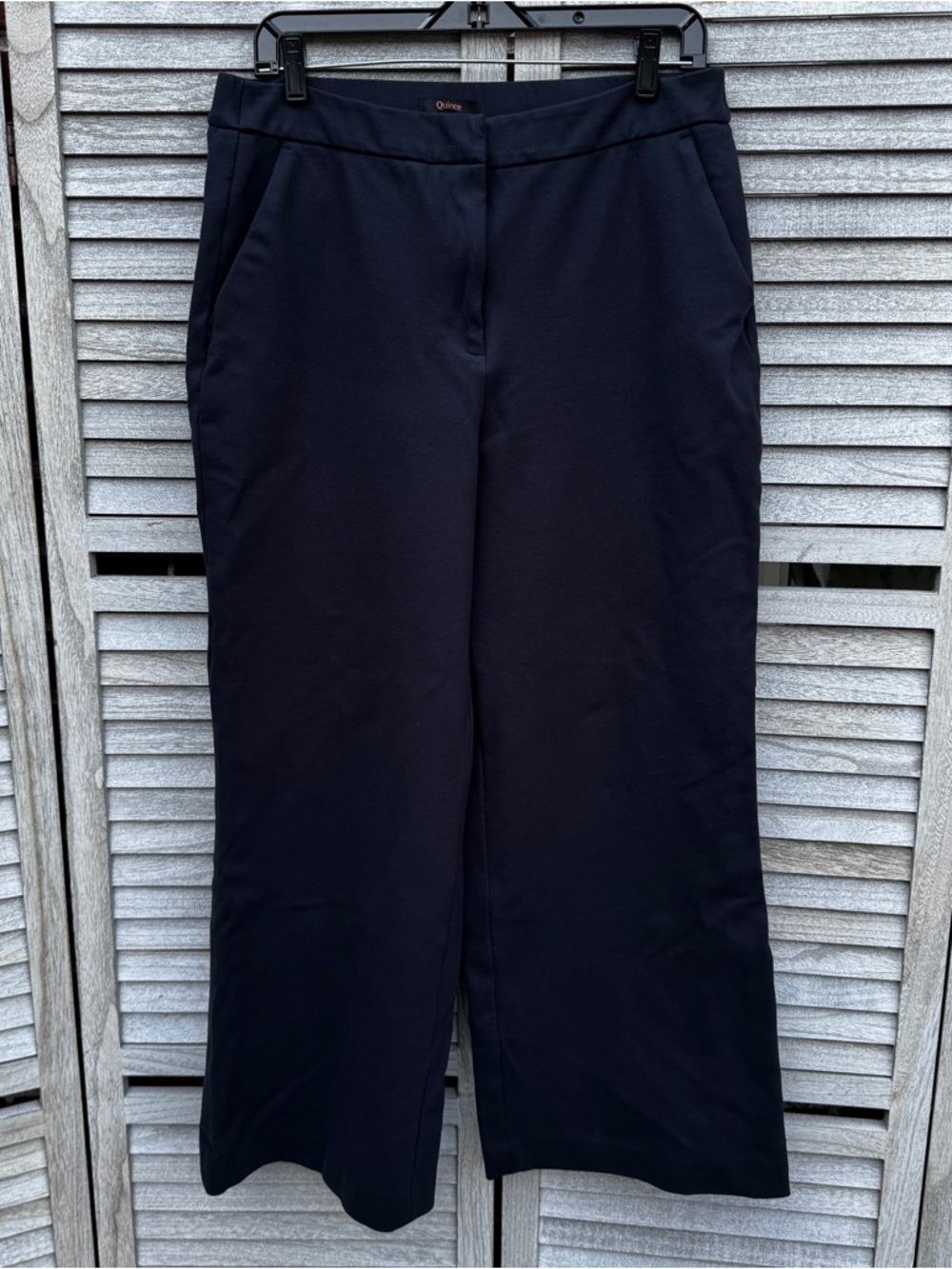 Quince Ultra Stretch Ponte Wide Leg Pants Navy Size 14 Pull-On Career Office